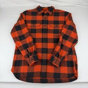Levi's Men's Relaxed Fit Orange/Black Button Up Flannel Medium Long Sleeve